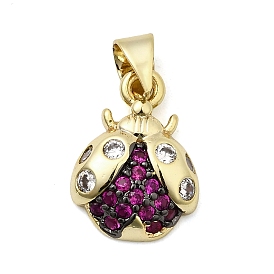 Латунные микро проложить кубического циркония подвески, божья коровка прелести, без свинца и без кадмия, долговечный, реальный 18 k позолоченный, стойки покрытие