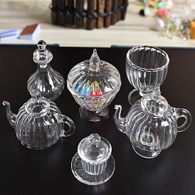 Mini Glass Tea Pot Tableware Display Decorations, Dollhouses Supplies
