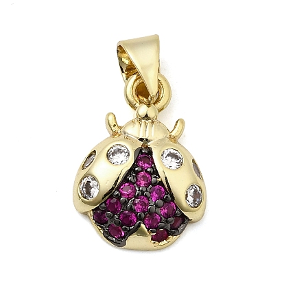Латунные микро проложить кубического циркония подвески, божья коровка прелести, без свинца и без кадмия, долговечный, реальный 18 k позолоченный, стойки покрытие