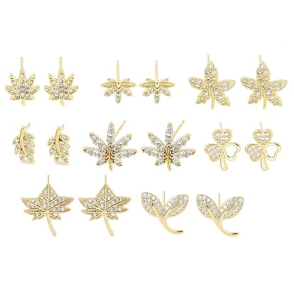 Женские серьги-гвоздики из латуни с микропаве и прозрачным кубическим цирконием, реальный 18 k позолоченный