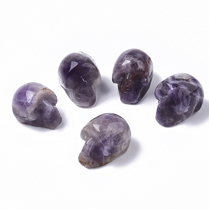 Halloween Natural Amethyst Beads, No Hole/Undrilled, Skull