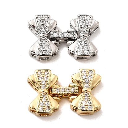 Латунное микропейв, прозрачный кубический цирконий, складные застежки, бантом