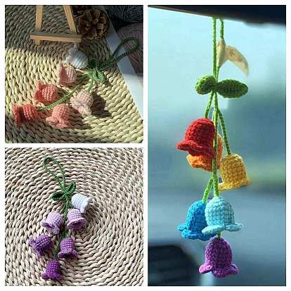 Woolen Flower Pendant Decorations, for Interior Car View Mirror Hanging Ornament