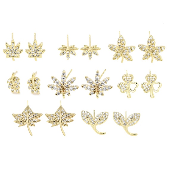 Женские серьги-гвоздики из латуни с микропаве и прозрачным кубическим цирконием, реальный 18 k позолоченный