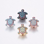 Brass Micro Pave Cubic Zirconia Beads, Long-Lasting Plated, Lead Free & Cadmium Free, Tortoise