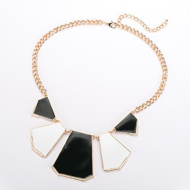 Shiny Necklace with Polygon Pendant - Multi-color Options, Accessories.