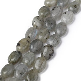 Brins de perles de labradorite grise naturelle, ovale