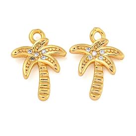 Brass with Clear Cubic Zirconia Pendants, Coconut Tree Charms