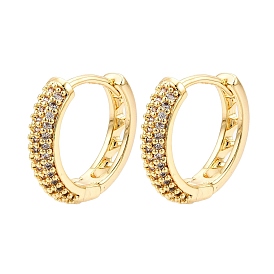 Ring Brass Hoop Earrings, Clear Cubic Zirconia Jewely for Women