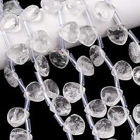 Природных кристаллов кварца бисер нитей, горного хрусталя, слеза, граненые, Топ пробуренной, с пластиковыми трубчатыми бусинами