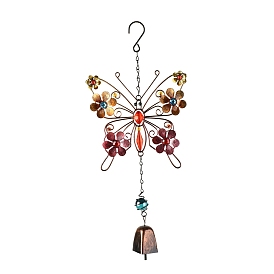 Железные колокольчики, кулоны ручной работы колокольчики, со стеклянными стразами и акриловыми бусинами, бабочка
