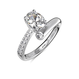 Овальное кольцо на палец с родиевым покрытием 925 серебро 925 пробы, прозрачное кольцо из кубического циркония для женщин