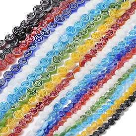 Бусы лэмпворк ручной работы, плоские круглые с вихря