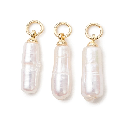 Подвески из натурального барочного жемчуга кеши, палочные амулеты, с 304 кольцами из нержавеющей стали, белые