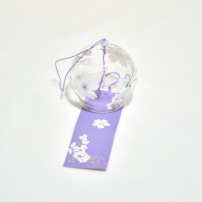 Glass Wind Chime, with Polyester Cord & Paper, Round