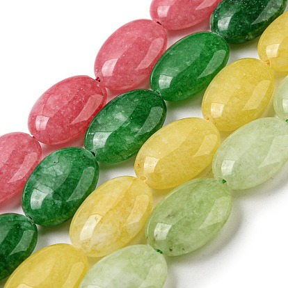 Натуральный Malaysia нефритовые бусы пряди, окрашенные, Плоско-овальные