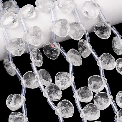 Природных кристаллов кварца бисер нитей, горного хрусталя, слеза, граненые, Топ пробуренной, с пластиковыми трубчатыми бусинами