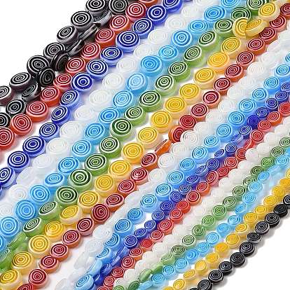 Бусы лэмпворк ручной работы, плоские круглые с вихря