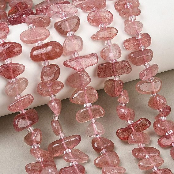Naturel de fraise de quartz brins de perles, nuggets