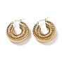 Chunky Vintage Grooved Hoop Earrings for Women, Ion Plating(IP) 304 Stainless Steel Earrings, Round