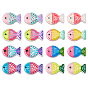 16Pcs 8 Colors Painted Glass Beads, Fish, with Enamel