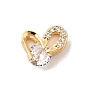 Латунные бусины из прозрачного кубического циркония, сердце, без никеля 