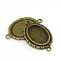 Tibetan Style Alloy Cabochon Connector Settings, Nickel Free, Oval