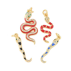 Латунные микропроволочные кубические циркониевые подвески из эмали, с целью перехода в кольце, змея, реальный 18 k позолоченный