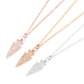Stylish Triangle Arrowhead Diamond Pendant Long Necklace for Women