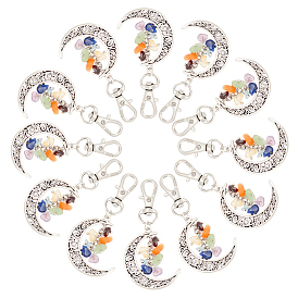 20шт. подвеска из натурального драгоценного камня с тематикой чакры, с сплава шарнирного когтя омара застежками, подвеска в виде луны в тибетском стиле