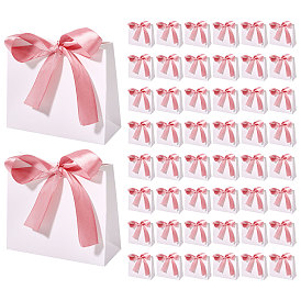 Rectangle Paper Storage Candy Boxes, with Polyester Silk Ribbon, Candy Packaging Case for Wedding Party Supplies