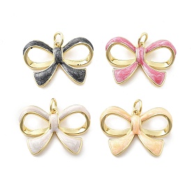 Латунь эмаль подвески, с целью перехода в кольце, реальный 18 k позолоченный, очарование бантом