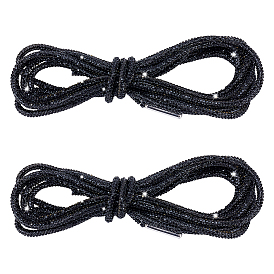 Резиновые шнурки со стразами, с концами из сплава, круглые