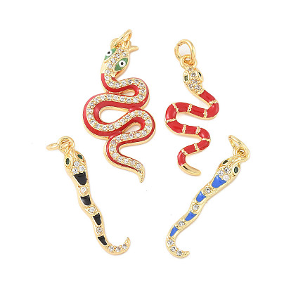 Латунные микропроволочные кубические циркониевые подвески из эмали, с целью перехода в кольце, змея, реальный 18 k позолоченный