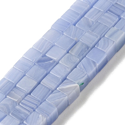 Синтетические синие кружевные бусины из агата, окрашенные, кубические