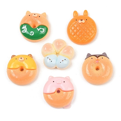 Animal Theme Opaque Resin Imitation Food Cabochons, Bread & Donut