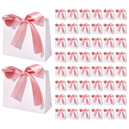 Rectangle Paper Storage Candy Boxes, with Polyester Silk Ribbon, Candy Packaging Case for Wedding Party Supplies