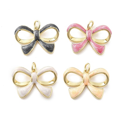 Латунь эмаль подвески, с целью перехода в кольце, реальный 18 k позолоченный, очарование бантом