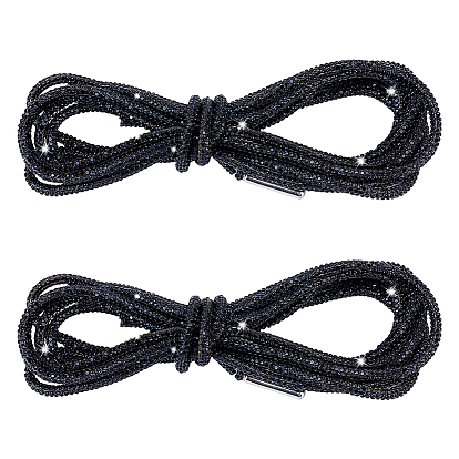 Резиновые шнурки со стразами, с концами из сплава, круглые