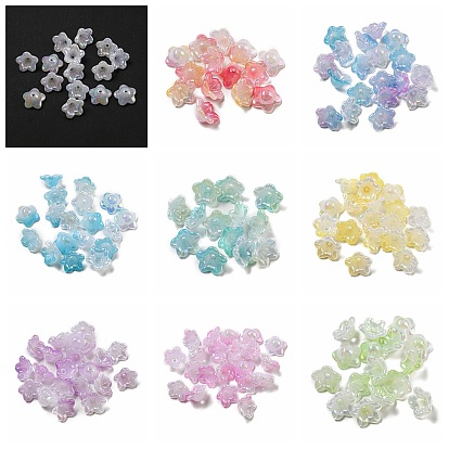 Переливающиеся акриловые шапочки для бусин, с покрытием AB цвета, 5-лепестков цветка