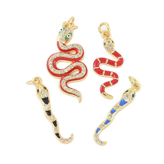 Латунные микропроволочные кубические циркониевые подвески из эмали, с целью перехода в кольце, змея, реальный 18 k позолоченный