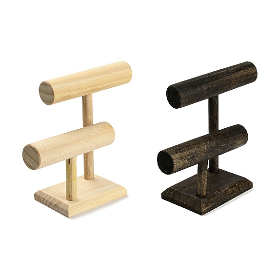 2-ярусные деревянные стойки для браслетов с Т-образным стержнем, с базой, для держателя-органайзера для браслета