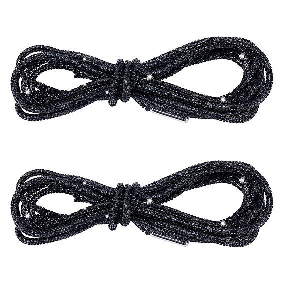 Резиновые шнурки со стразами, с концами из сплава, круглые