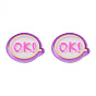 Transparent Printed Acrylic Cabochons, with Glitter Powder, OK