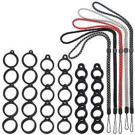 5шт 5 цвета полиэстеровый шейный ремешок, ремешок для шнурка с защитой от потери вейп-ручки, с силиконовой подвеской в стиле 3