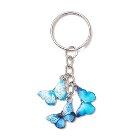 Iron Keychains, with Alloy Enamel Pendants, Butterfly