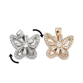 Вращающиеся подвески из латуни с микропаве и прозрачными кубическими циркониями., долговечный, бабочки прелести