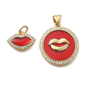 Латунные микро проложить кубического циркония подвески, рот, с эмалью, реальный 18 k позолоченный, без кадмия и без свинца, стойки покрытие, долговечный, с целью перехода в кольце