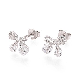 925 серьги-гвоздики в форме банта из стерлингового серебра с микропаве из прозрачных кубических цирконий
