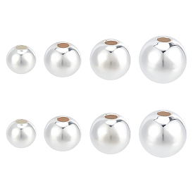 8Stück 4Stile 925Perlen aus Sterlingsilber, Runde